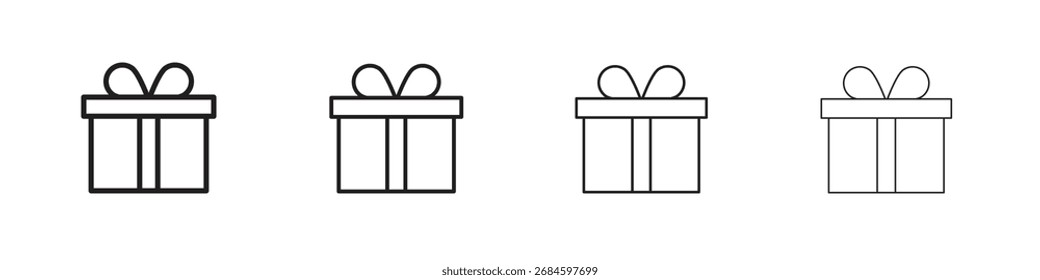 Gift box icons. thin line symbols in strokes