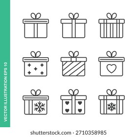 Gift box Icons. Thin Line Symbol Elements Collection.