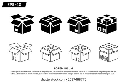 Gift box icons in Trendy Flat style. Present gift box tied, open, and sparkle for Christmas, birthday, Valentine's Day, wedding event, party, celebration, package, parcel, and achievement success.