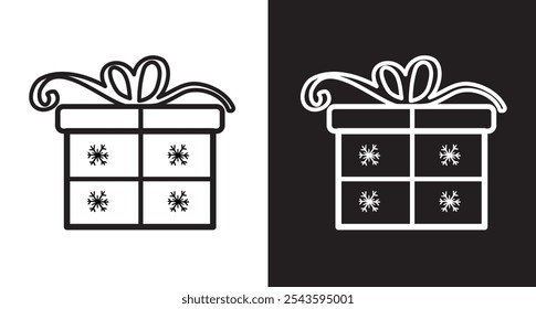 Gift box icons in Trendy Flat style. Gift boxes with ribbon icons Set. Gift box flat line silhouette set.