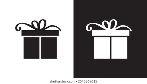 Gift box icons in Trendy Flat style. Gift boxes with ribbon icons Set. Gift box flat line silhouette set.