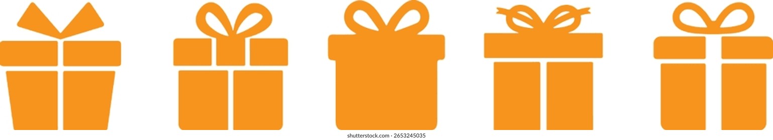 Ícones de caixa de presente no estilo Trendy Flat. Caixas de presente com ícone de fita silhueta conjunto. Natal Presente ícone da caixa de presente ícone de contorno definido. Eps 10
