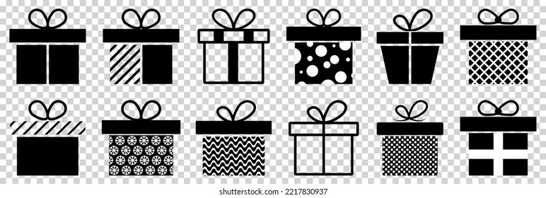 Gift box icons. Vector illustration isolated on transparent background
