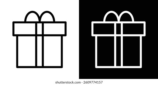 Gift box icons vector set in stroke line style
