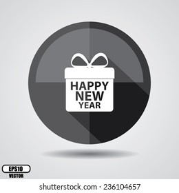 Gift box icons and write Happy New Year on black gift set. Vector illustration.