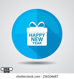 Gift box icons and write Happy New Year on blue gift set. Vector illustration.