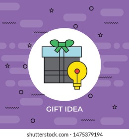 Gift box with idea symbol. Gradient design elements. 