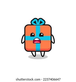 gift box illustration with apologizing expression, saying I am sorry , cute style design for t shirt, sticker, logo element