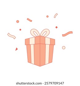 Gift box illustration with confetti 