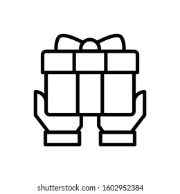 Gift Box Illustration Icon. vector outline symbol.