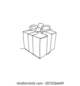gift box illustration icon vector continuous line