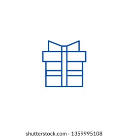Gift box illustration line icon concept. Gift box illustration flat  vector symbol, sign, outline illustration.