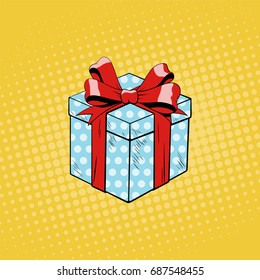 Gift box. Illustration in pop art style