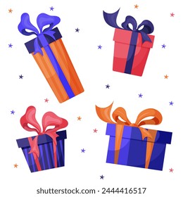 Ilustración de la caja de regalo sobre un fondo aislado blanco. Es una Ilustración vectorial.

