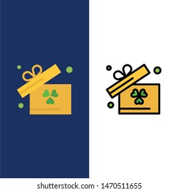 Gift, Box, Ireland  Icons. Flat and Line Filled Icon Set Vector Blue Background. Vector Icon Template background