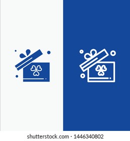 Gift, Box, Ireland Line and Glyph Solid icon Blue banner Line and Glyph Solid icon Blue banner