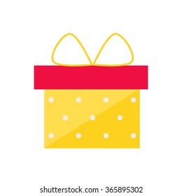 Gift box isolated icon on white background. Birthday present icon. Valentine day gift. Wedding gift. Box with ribbon. Flat style vector illustration. 