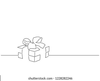 Gift box isolated line drawing, vector illustration design. Christmas collection.