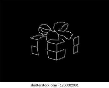 Gift box isolated line drawing, vector illustration design. 