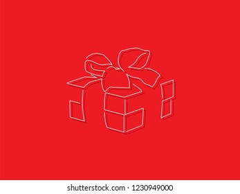 Gift box isolated line drawing, vector illustration design. Christmas collection.