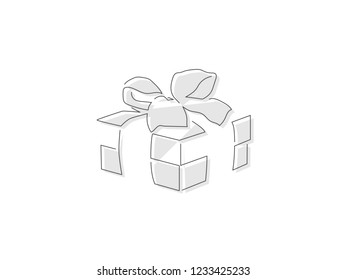 Gift box isolated line drawing, vector illustration design. Christmas collection.