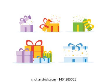 Gift box isolated on white. Surprise gift, vector illustration