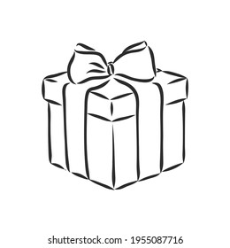 gift box isolated on white background gift box with bow vector sketch on white background