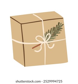 Gift box isolated on white background. Hand drawn Christmas gift box Christmas presents. Vector illustration design