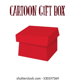Gift box isolated on white background. Red gift box in cartoon style. Vector icon