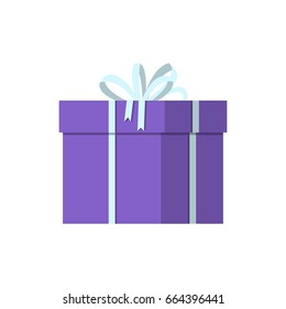 Gift box isolated on white. Flat icon. Vector illustration.