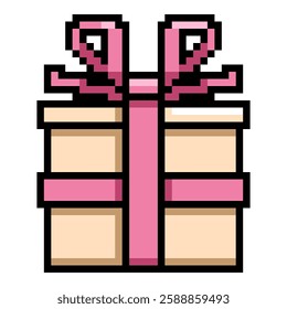 Gift Box Isolated Pixel Art Icon