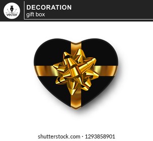 Gift box. Isolated realistic gift on white background in heart shape.