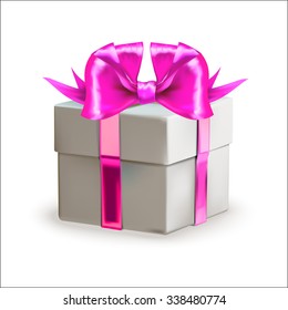 gift box, isolated vector, element for greetings cards, box, tied with a ribbon with a bow