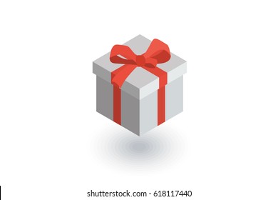 gift box isometric flat icon. 3d vector colorful illustration. Pictogram isolated on white background