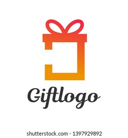 Gift box J letter vector logo template. This Graphic is suitable for prize, birthday, greeting, store, shop, love, parcel, souvenir, gift away.