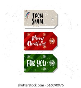 gift box label Merry Christmas. for you. from santa