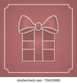 Gift box with lace ribbon and bow, holiday decoration . Vector illustration