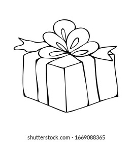 gift in a box with a large bow