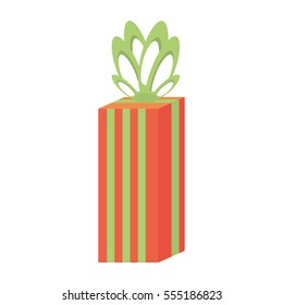 gift box large stripes green bow festivity vector illustration eps 10