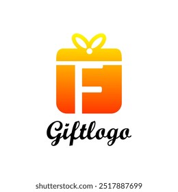 Letra de la caja de regalo F Vector logo Plantilla. Este gráfico es adecuado para premio, cumpleaños, saludo, tienda, tienda, amor, paquete, recuerdo, regalo.