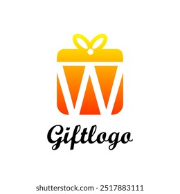 Modelo de logotipo de vetor de letra W da caixa de presente. Este gráfico é adequado para prêmio, aniversário, saudação, loja, loja, amor, pacote, lembrança, presente.