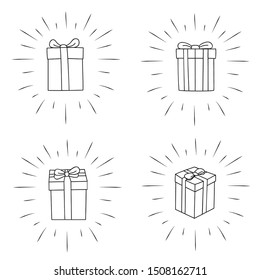 gift box with light doodle style. gift doodle . gift and light doodle