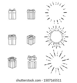 gift box and light with hand drawn style - vector
