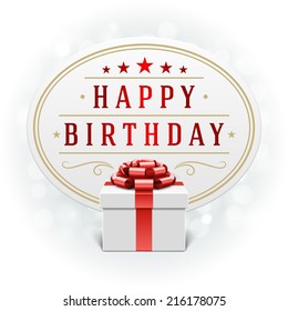 Gift box and light happy birthady vector background. Greeting card or invitation. Eps 10. 
