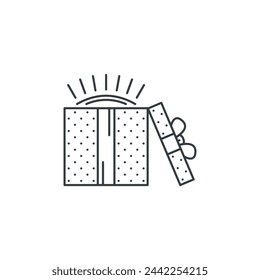 Gift, box, light, icon, vector illustration