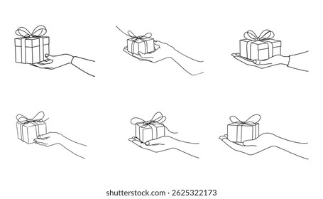 Gift Box Line Art: Ilustrações de vetor elegantes para desenhos de feriados e eventos