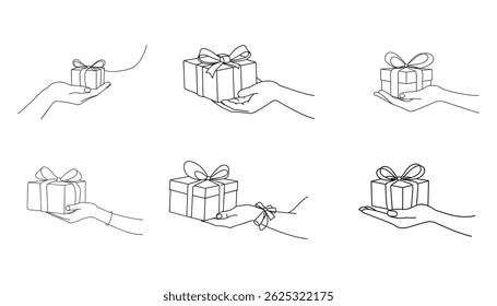 Gift Box Line Art: Ilustrações de vetor elegantes para desenhos de feriados e eventos