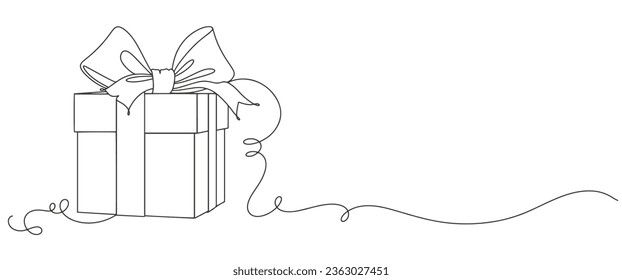 Gift box line art style vector illustration