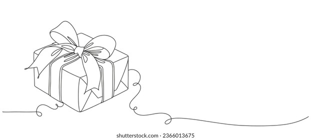 Gift box line art style vector illustration