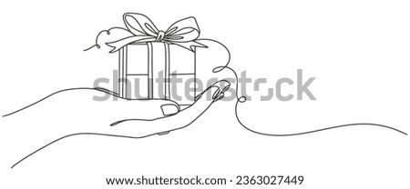 Gift box line art style vector illustration